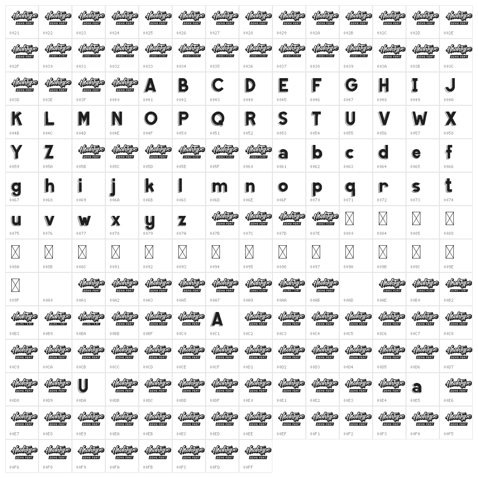 Woody Line Demo Character Map
