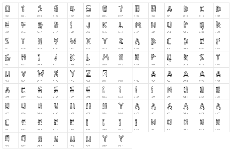 WoodyWood Character Map