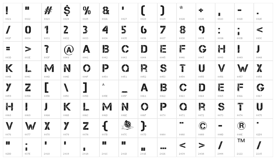 WordMean Font Character Map
