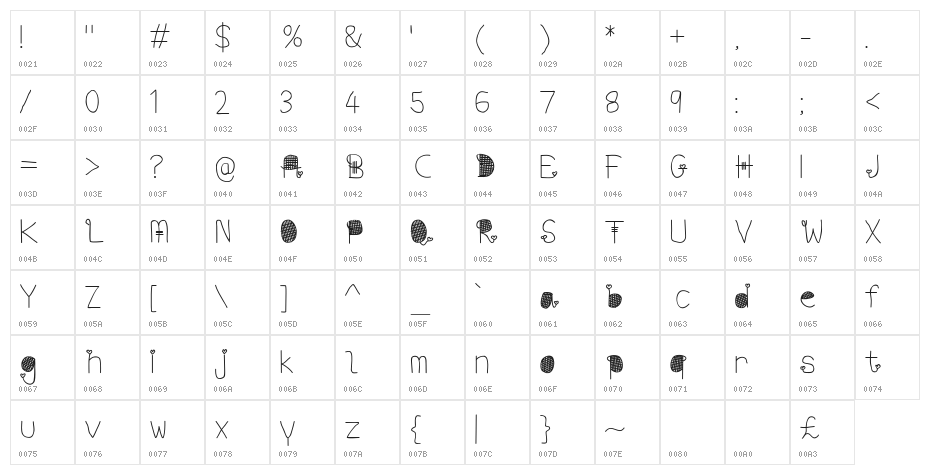 Words In My Heart Character Map