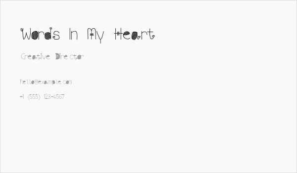 Words In My Heart Business Card