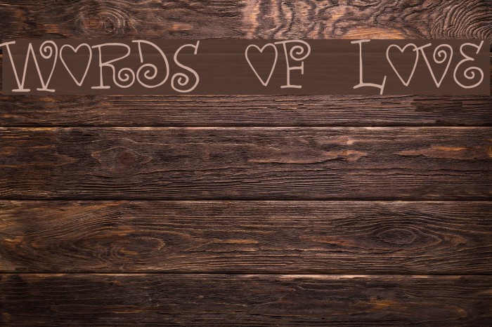 Words of love Font examples