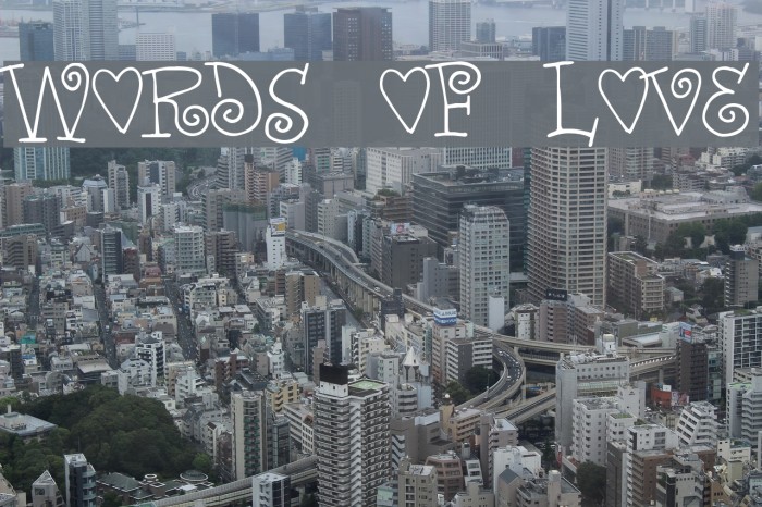 Words of love Font examples
