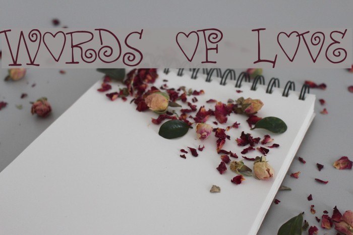 Words of love Font examples
