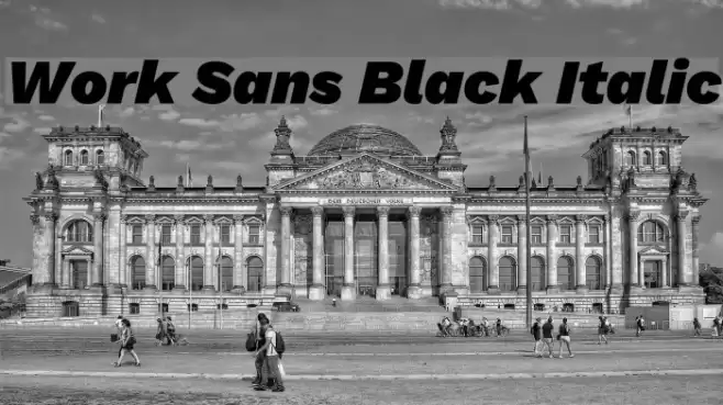 Work Sans Black Italic Font examples