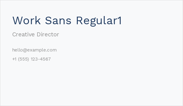Work Sans Regular1 Business Card