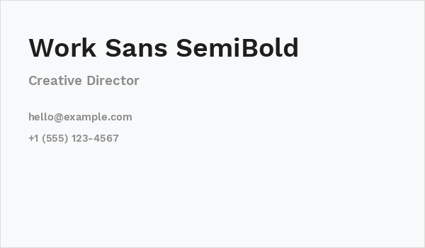 Work Sans SemiBold Business Card