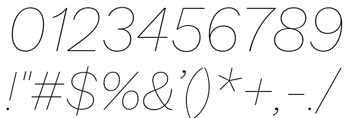 Work Sans Thin Italic Font OTHER CHARS