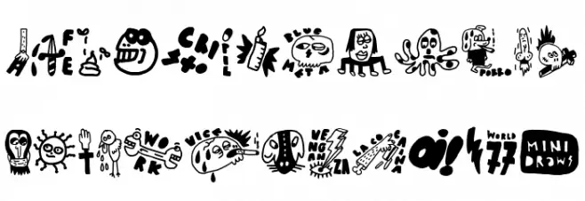 World 77 mini draws Font Litere mici