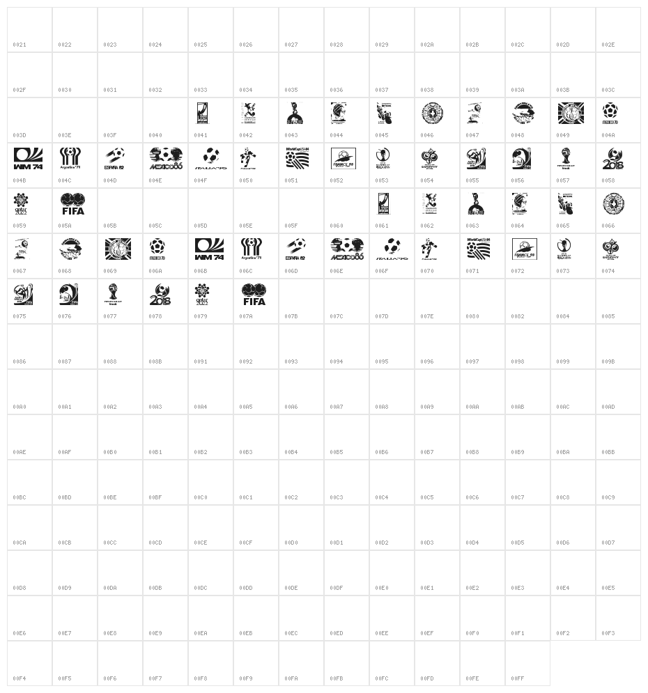 World Cup logos Character Map
