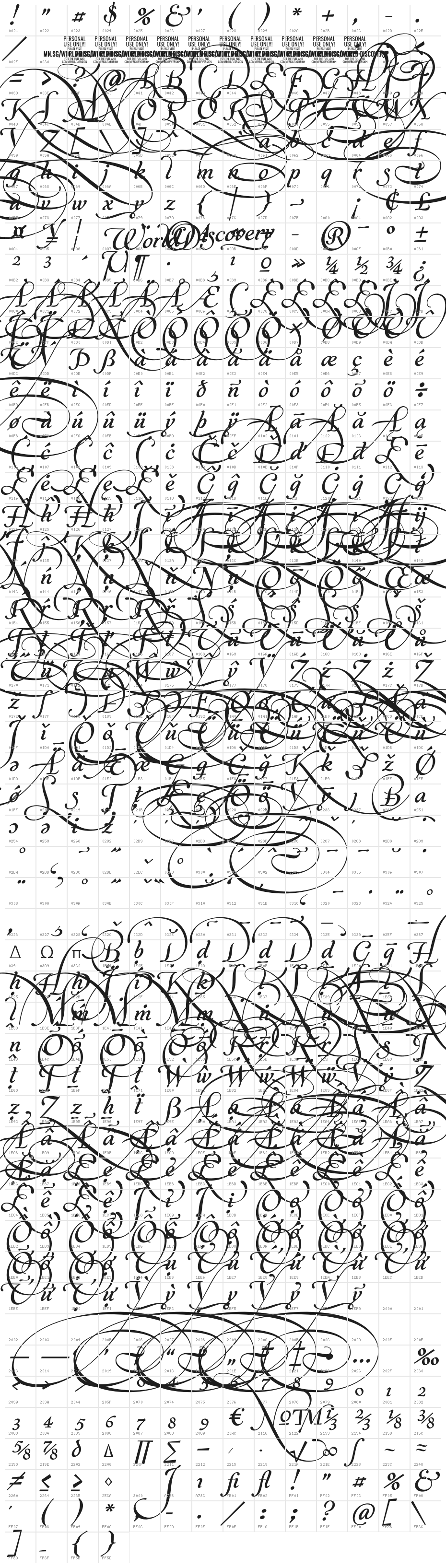 World Discovery Five PERSONAL Regular Character Map