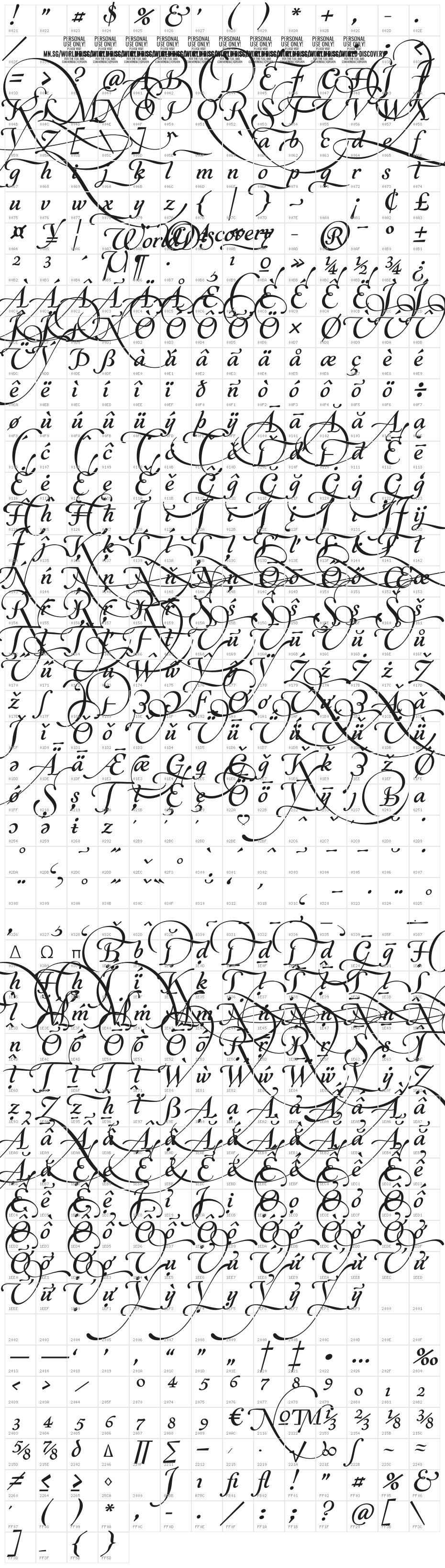 World Discovery Six PERSONAL Regular Character Map