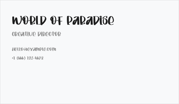 World Of Paradise Business Card