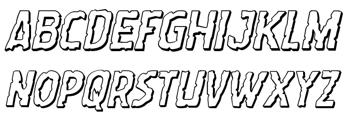 Worm Cuisine 3D Italic Font LOWERCASE
