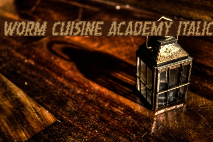 Worm Cuisine Academy Italic Font examples