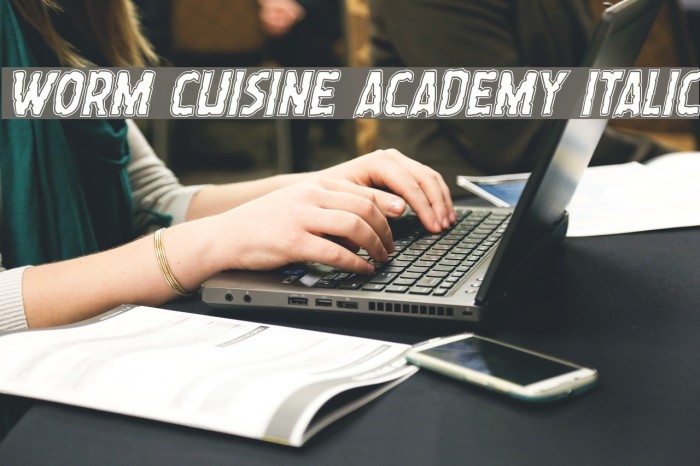 Worm Cuisine Academy Italic Font examples