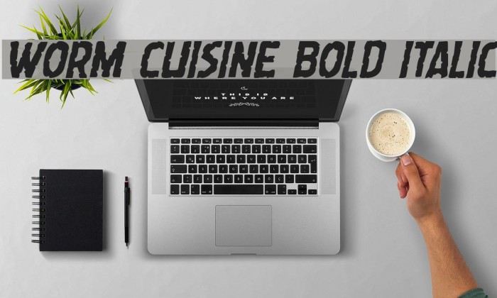 Worm Cuisine Bold Italic Font examples