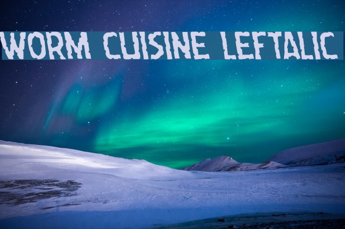 Worm Cuisine Leftalic Font examples