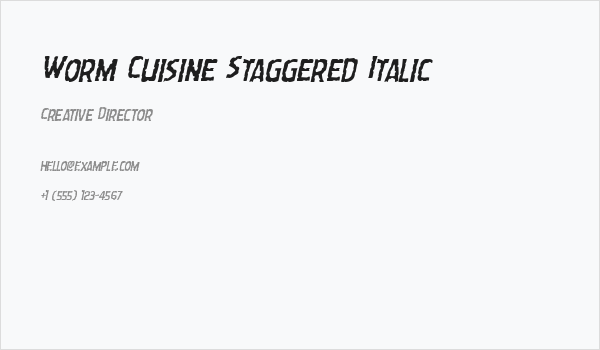 Worm Cuisine Staggered Italic Business Card