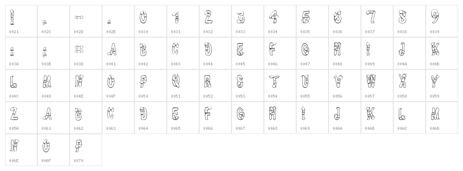 WormBeeline Character Map