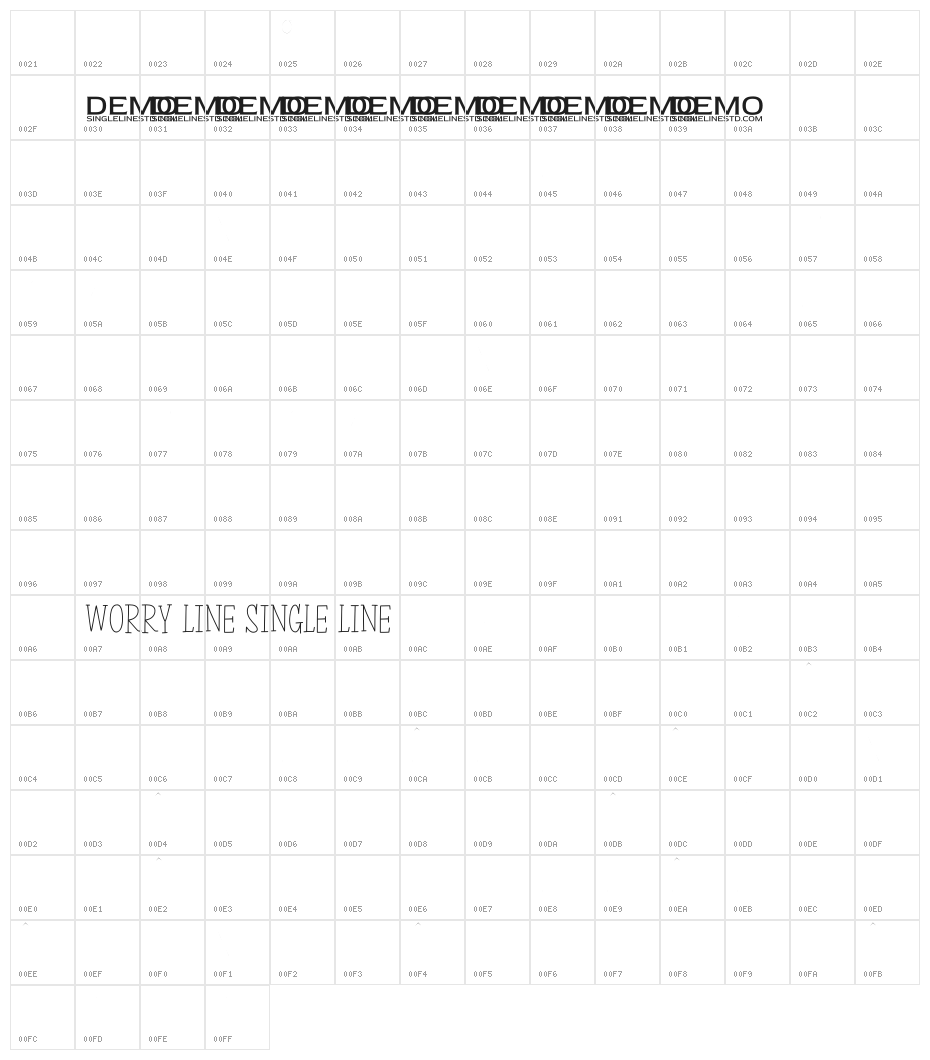 Worry Lines Single Line Character Map