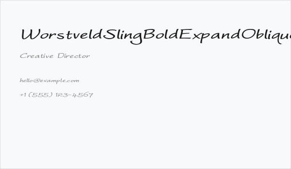 WorstveldSlingBoldExpandOblique Business Card