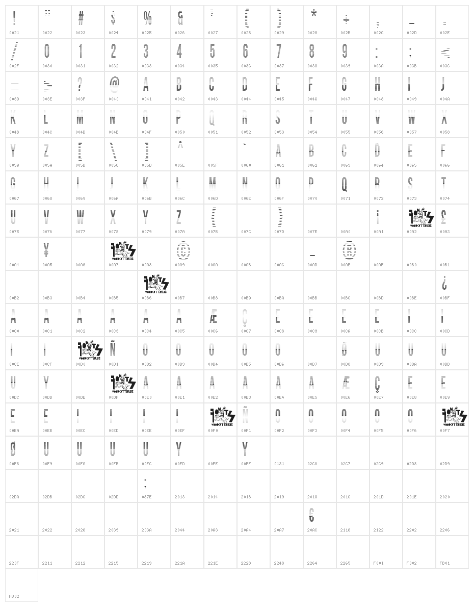 woodcutter lines Character Map
