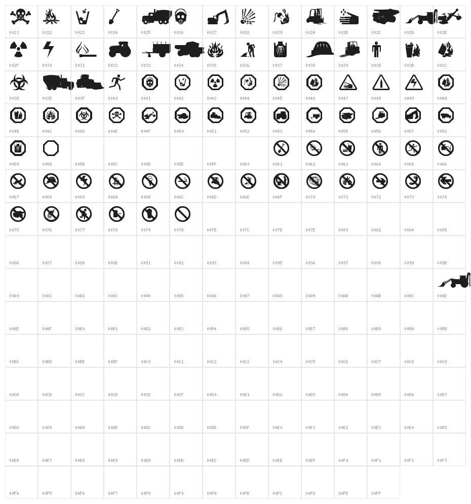 working signs tfb Character Map