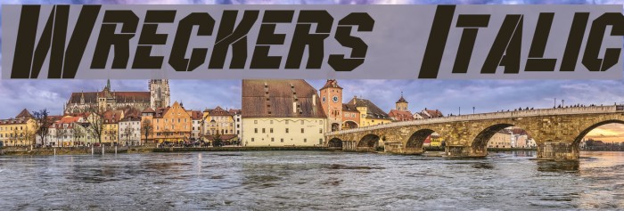Wreckers Italic Font examples