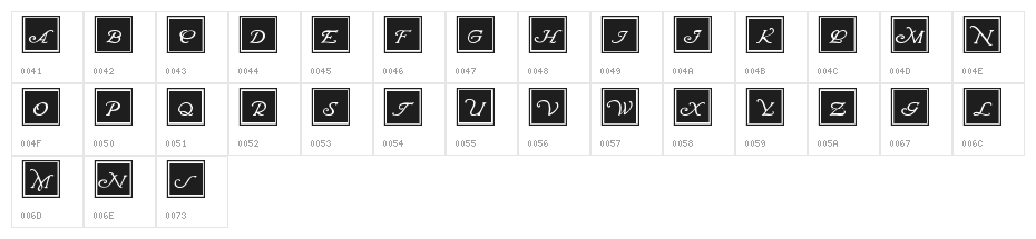 Wrenn Initials Blocked Character Map