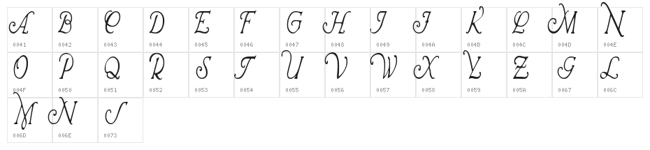 Wrenn Initials Condensed Character Map