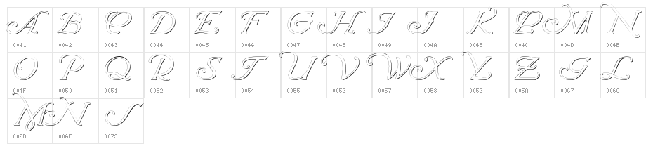 Wrenn Initials Embossed Character Map