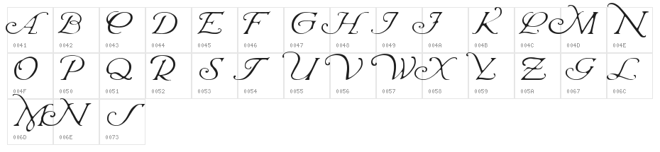 Wrenn Initials Light Character Map