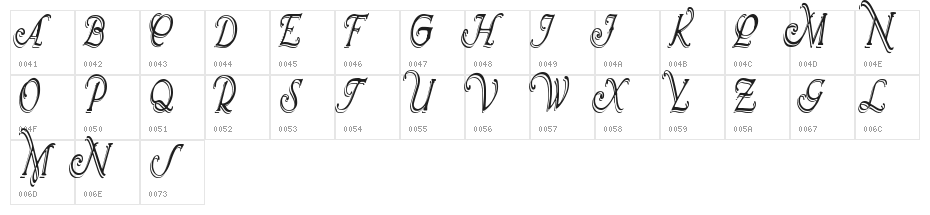 Wrenn Initials Shadowed Cond Character Map