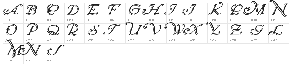 Wrenn Initials Shadowed Character Map