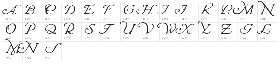Wrenn Initials Character Map