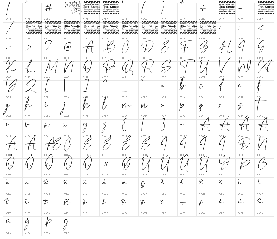 Writable Story Personal Use Character Map