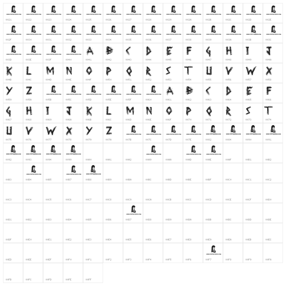 Wrong Tracks Character Map