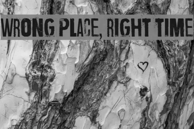 Wrong place, right time خط examples