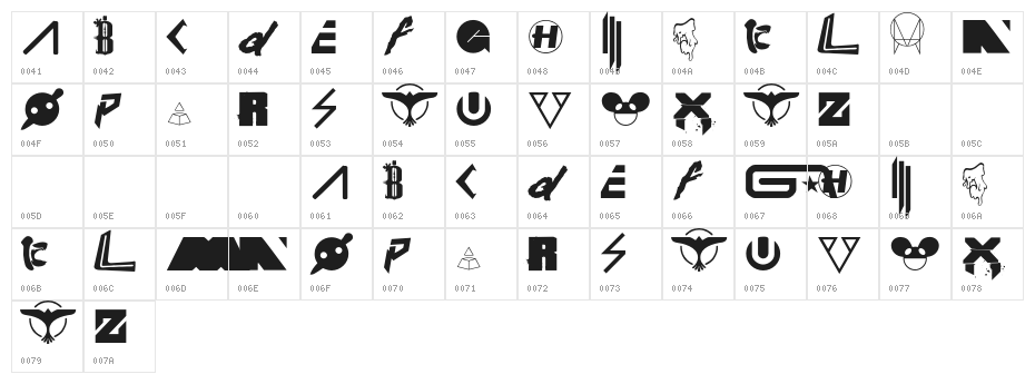 WubMachine-Regular Character Map