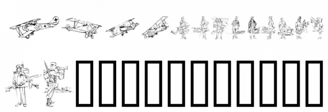 WW1 Planes Caratteri MINUSCOLO
