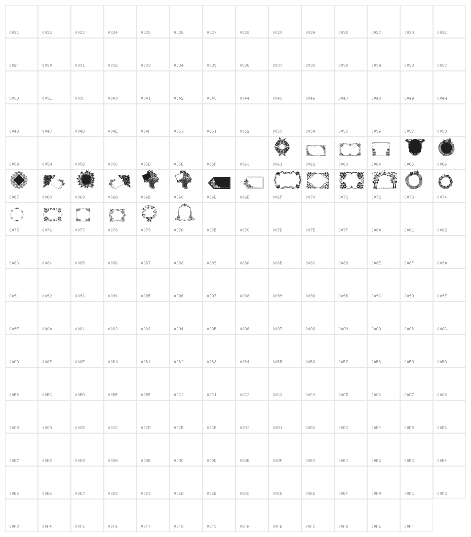 WWFloralGreetings Character Map