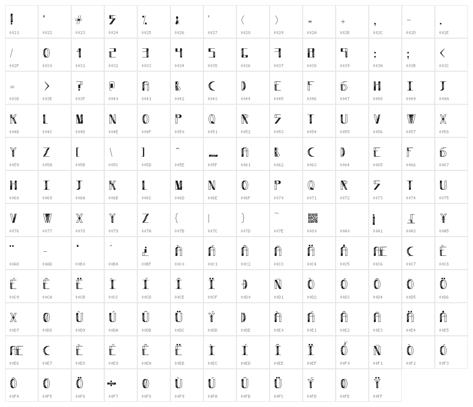 Wysterium Character Map