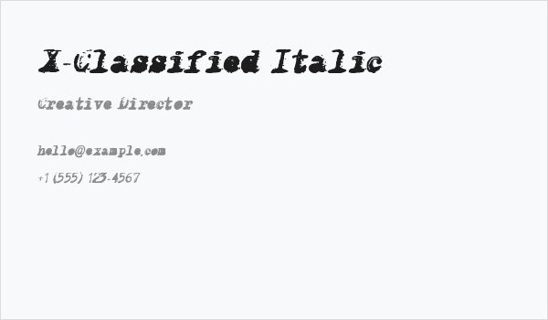 X-Classified Italic Business Card