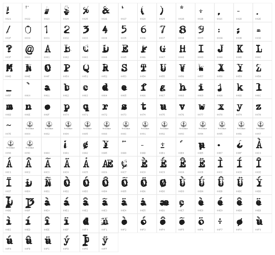 X-Classified Character Map