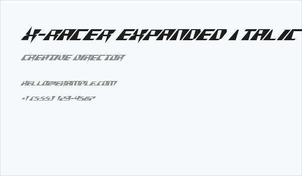 X-Racer Expanded Italic Business Card