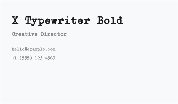 X Typewriter Bold Business Card