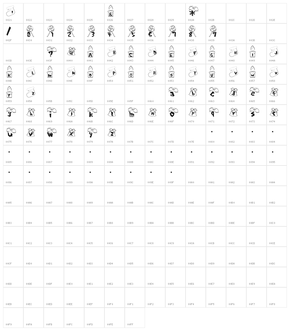 x'mas? Font Character Map