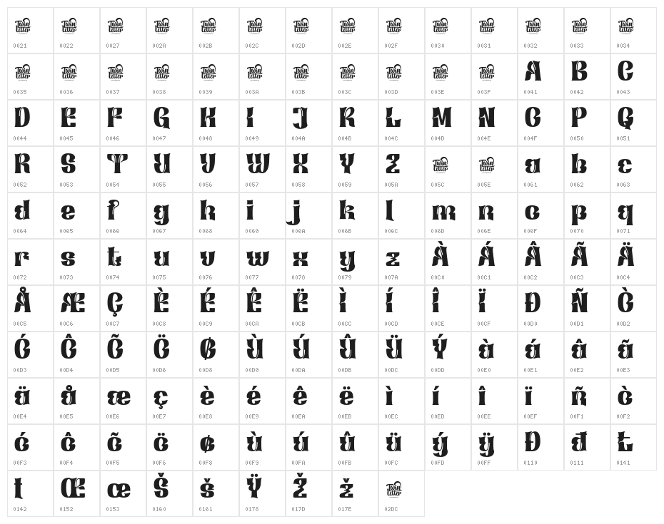 Xagetif-Regular Character Map