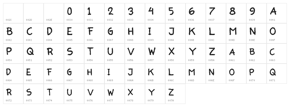 Xaloko Regular Character Map